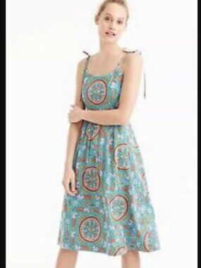 New 14 Drake x J.Crew tie-shoulder dress in tiled elephant print